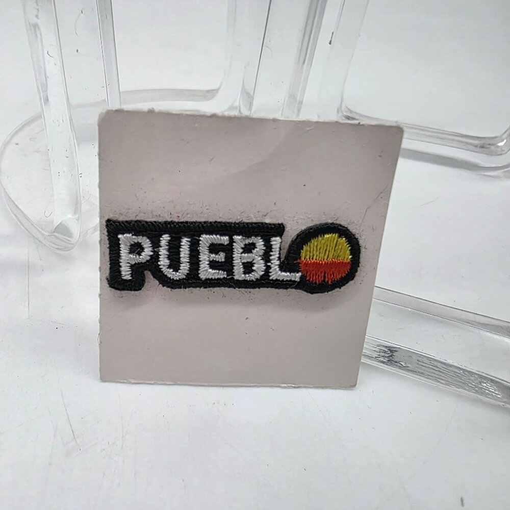 Pueblo Sunset Embroidered Patch Square Design Black Yellow Red 1.5" x 3/8"